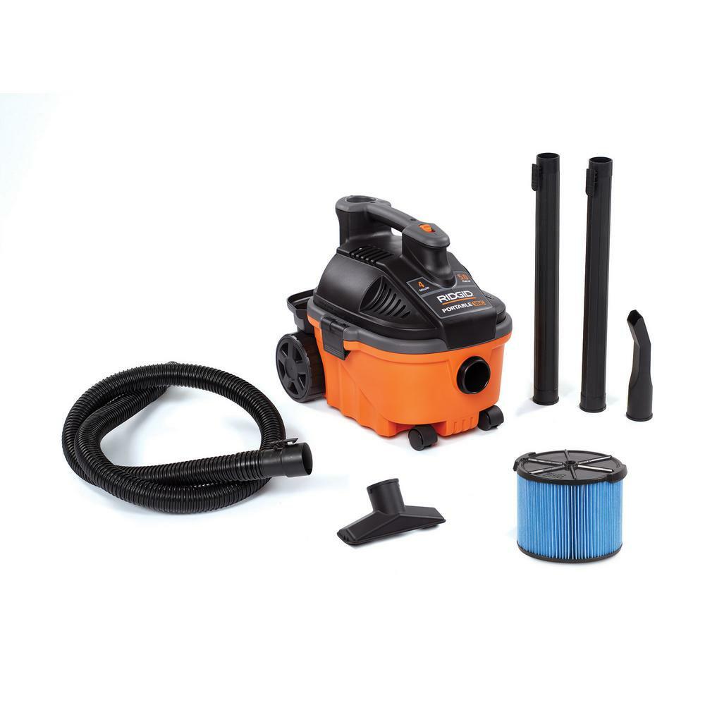 RIDGID Wet Dry Vacuum Blower Port Portable Cleaner Shop Vac 4 Gallon 5.0 Peak HP