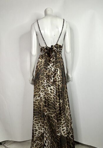 Vtg Roberto Cavalli for H&M Long Leopard Print Silk Dress S 40 - Picture 3 of 10