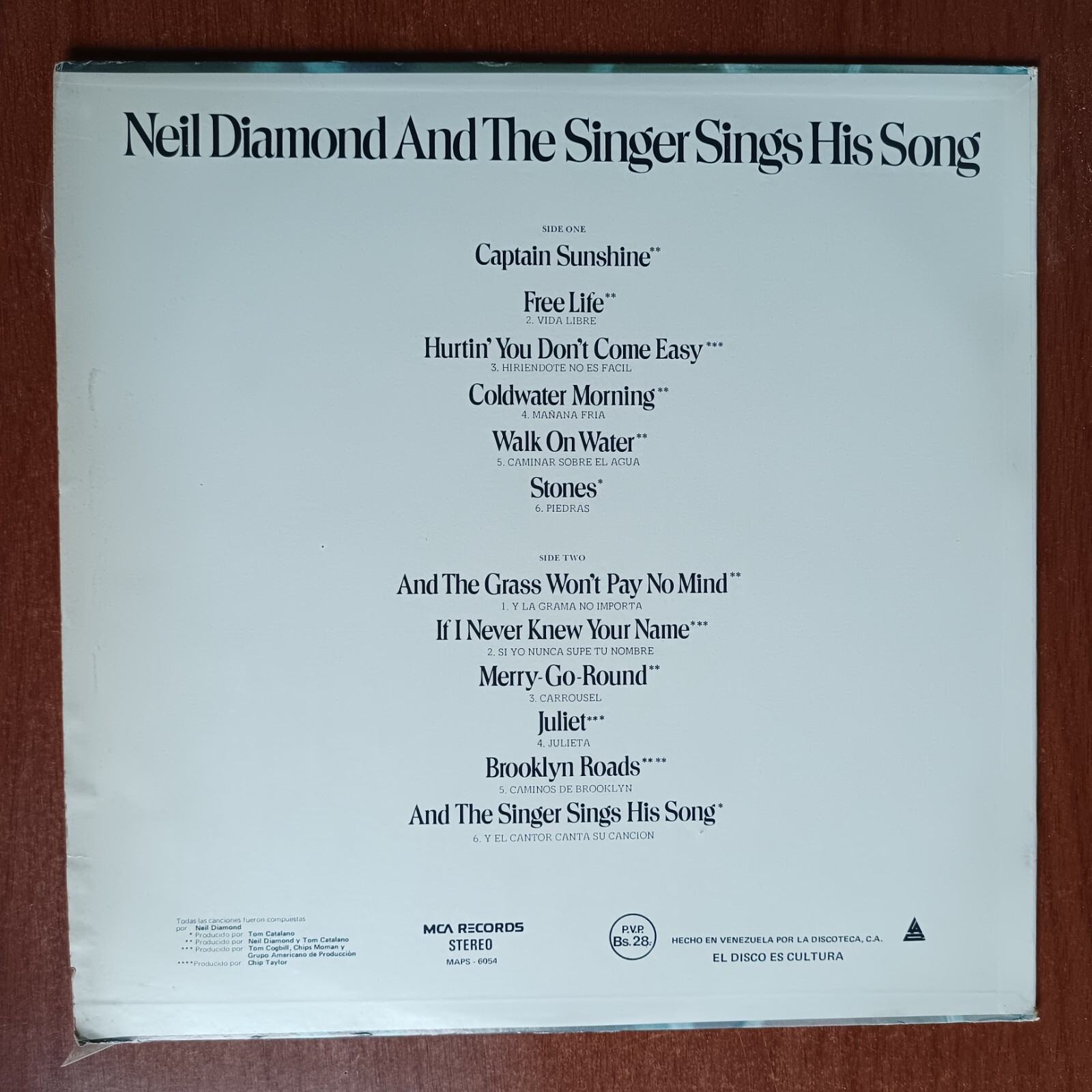 Neil Diamond And The Singer Sings His Song [1976] Vinyl LP Synth Pop