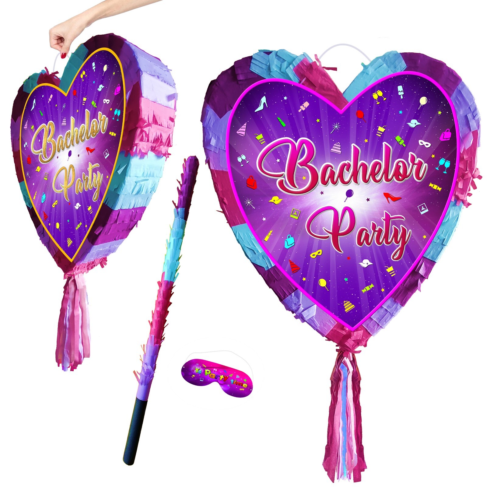 Bachelors party heart pinata Hen Do Night out hag maid single ex Bachelorette UK