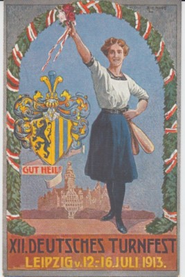 Postcard Leipzig German Gymnastics Festival 1913 Gymnast