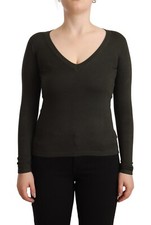 Maglione ALPHA STUDIO nero viscosa manica lunga scollo a V profondo pullover ...