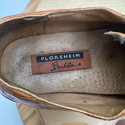 Florsheim Piel de Caimán Cuero Zapatos de Vestir Para Hombre 8 Coñac Derby Exótico - Imagen 8 de 12