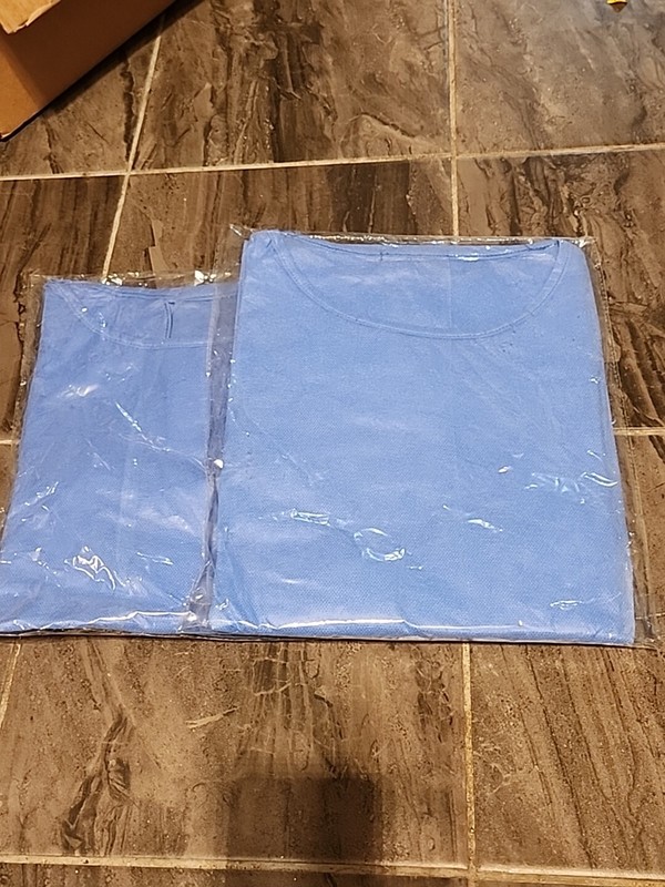 2 New Long Sleeve Medical Gowns Blue