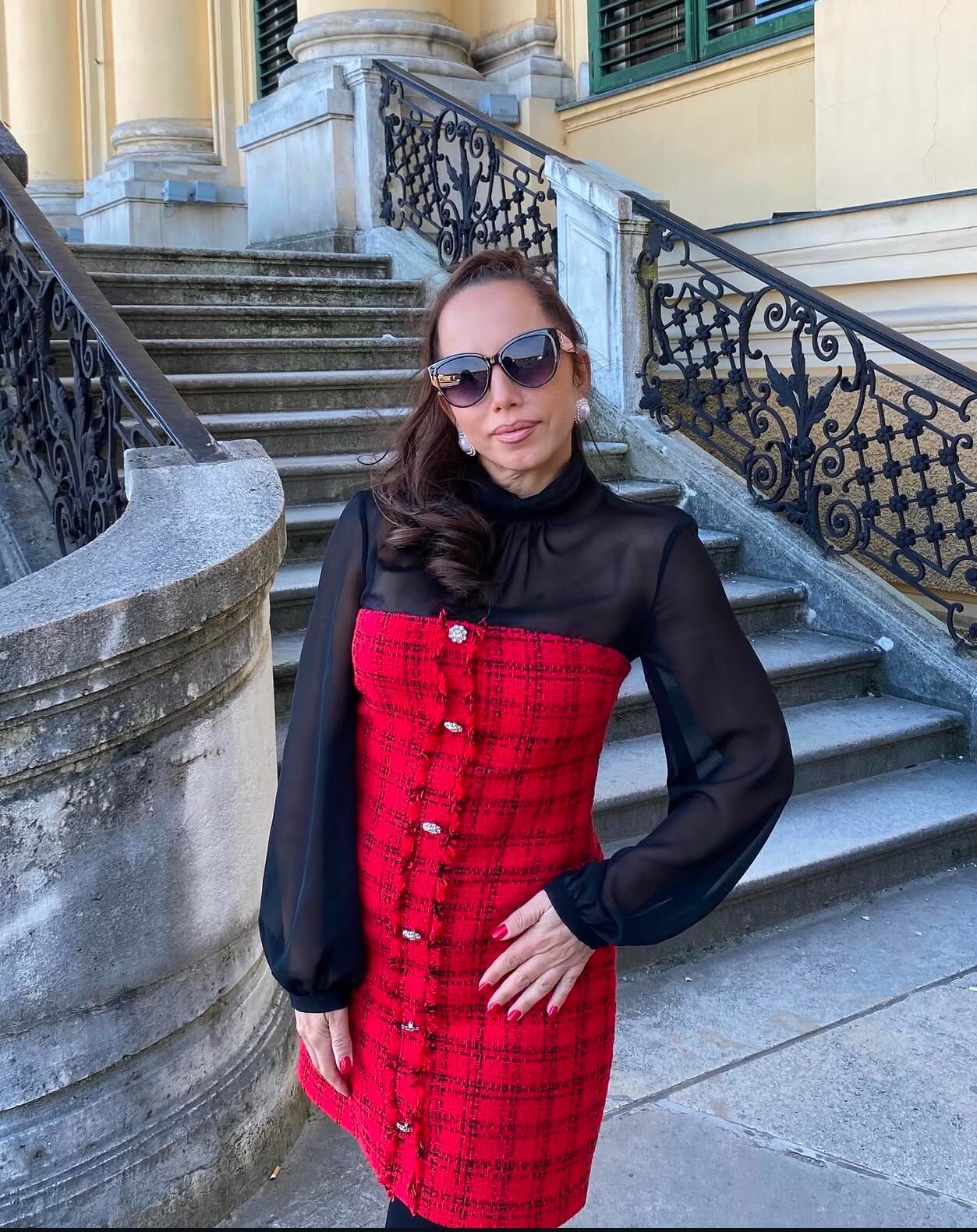 NWT_ZARA WOMAN FW24 COMBINATION STRUCTURED MINI DRESS Red Black | 8982/155 S,M,L thumbnail 10