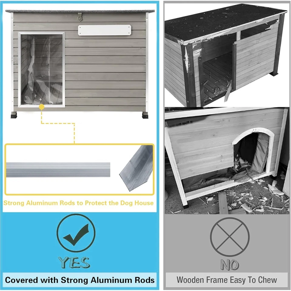 PETSCOSSET Casa de Madera para Perros Cachorros Refugio con Pies Elevados para Perros Grandes Foto 2 de 4