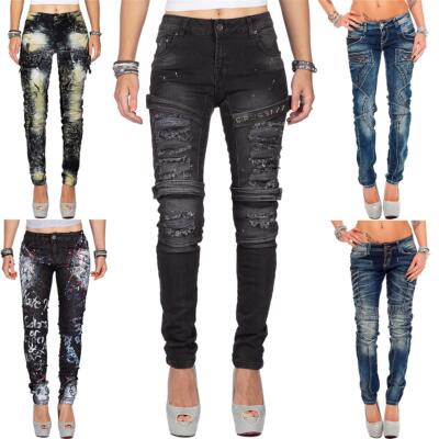 Cipo & Baxx Sexy Damen Jeans Hose Slim Straight Skiny Cut Denim Stretch Hütjeans