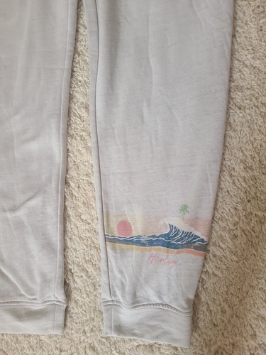 NWT HURLEY Juniors' High Rise Elastic Hummel Burnout Fleece Joggers White SZ XL - Picture 2 of 6