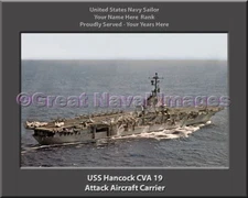 USS Hancock CVA 19 Personalized Canvas Ship Photo 3 Print Navy Veteran Gift