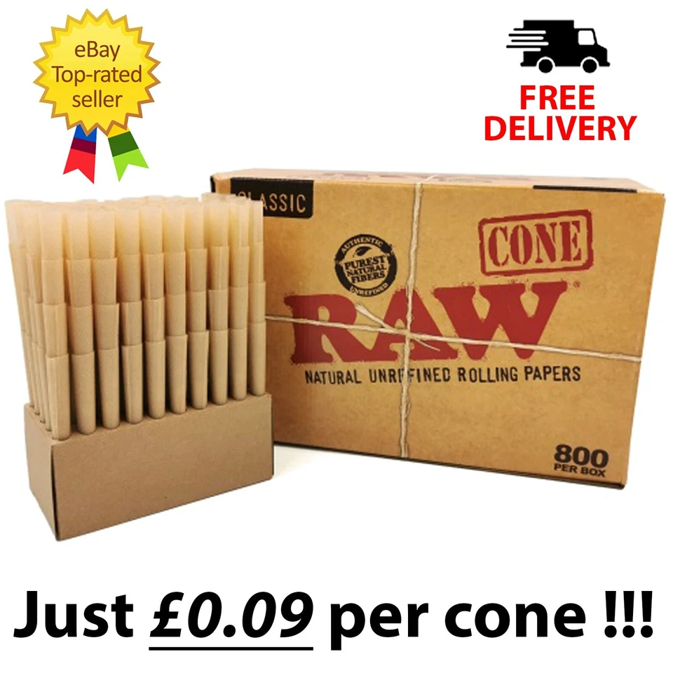 RAW Classic Pre-Rolled King Size Cones - 800 Cones MEGA PAC £0.09 per cone !!!