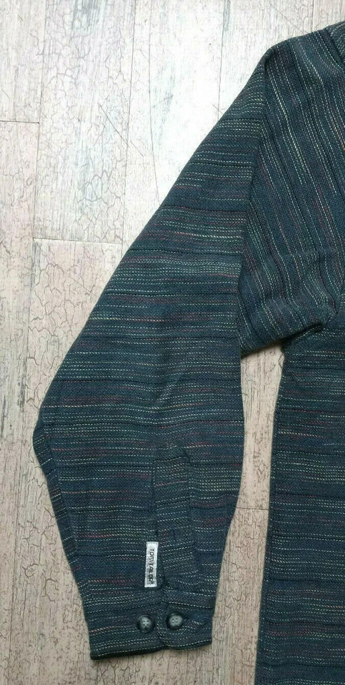 Vintage TOM TAILOR Basic 90s Mens Gray Flannel Button Y2K Long Sleeve Shirt Med - Image 3 of 4