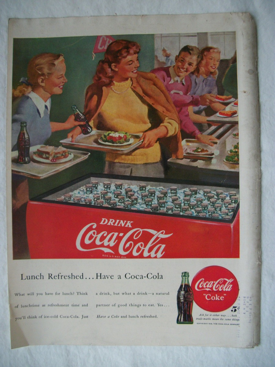 1948 Vintage Coke Coca Cola Soda Original Magazine Ad Girls Boy