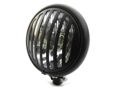 Motorbike Headlight Custom Cafe Racer Scrambler -  Black Grill 5.75''