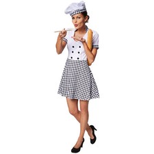 Women’s Chef Costume Halloween Fancy Dress Outfit Adult Kitchen Cook Hotel Motel