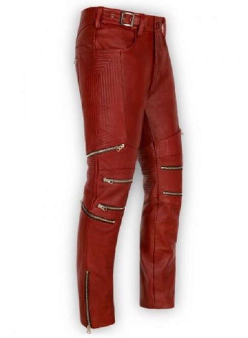 Leather Pants Men Pant Trousers Slim Biker Fit Men's Jeans Style