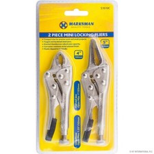 2PC MINI ADJUSTABLE LOCKING PLIERS LONG MOLE NOSE VICE GRIP SMALL CURVED JAW NEW