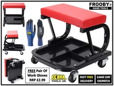 Trolley Seat Mechanics Padded Creeper Car Garage Work Stool Swivel Wheels 26-36