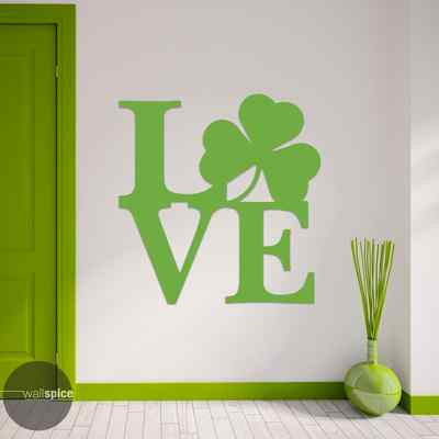 Love Irish Shamrock Vinyl Wall Decal Sticker Clover Ireland St. Patrick's Day
