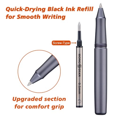 Hongdian M2 Mini Short Rollerball Pen Aluminum Alloy Pocket Travel Pen, Gray image 4