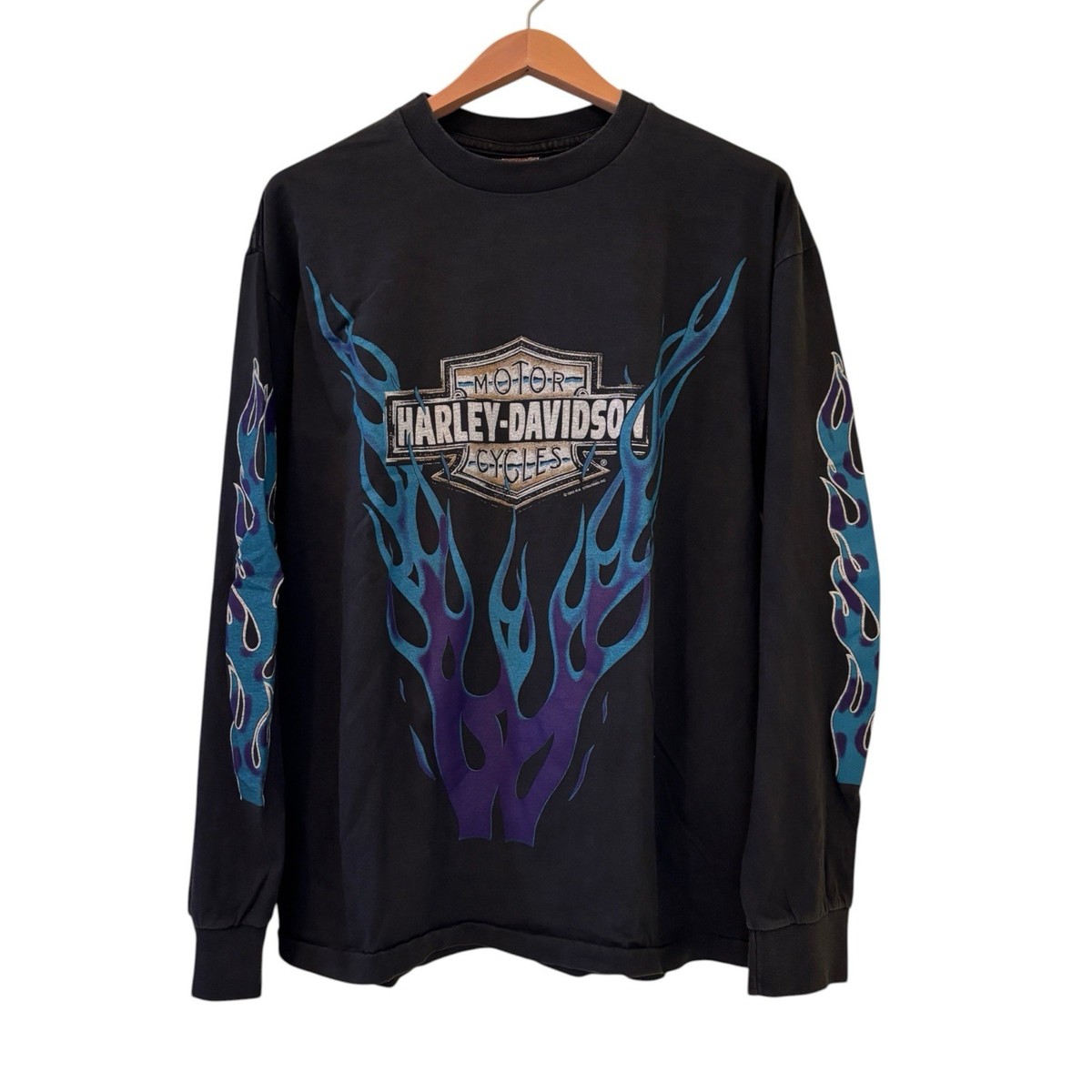 Harley-Davidson ハーレー　ブルーフレイム　ロングT 2004 Vintage REPRINT Harley Davidson Blue Flame Long Sleeve Tee Shirt