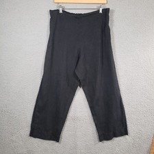Bryn Walker Wide Leg Pants XL Black 100 Linen Crop Pull On Minimalist Lagenlook