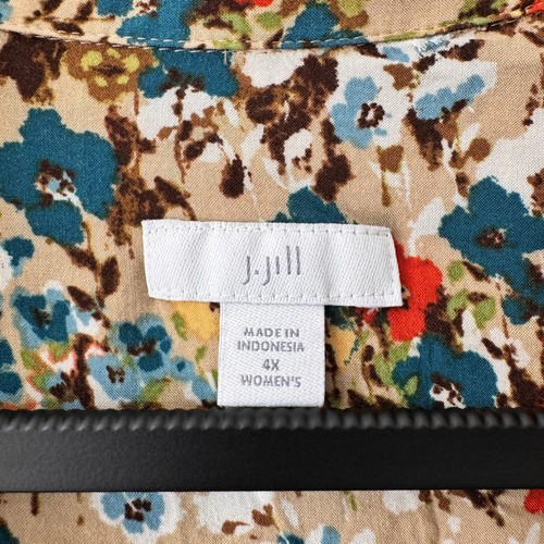 J Jill Floral Button Down Shirt Oberteil Damen 4X Langarm Beige Mehrfarbig - Bild 6 von 8