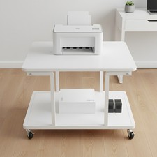2-stufiger Druckerständer, Druckertisch, rollbarer Druckerhalter Weiß