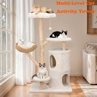 XL Premium Cat Tree Tower Large Cats Natural Wood Scratching Post w/Basket Condo