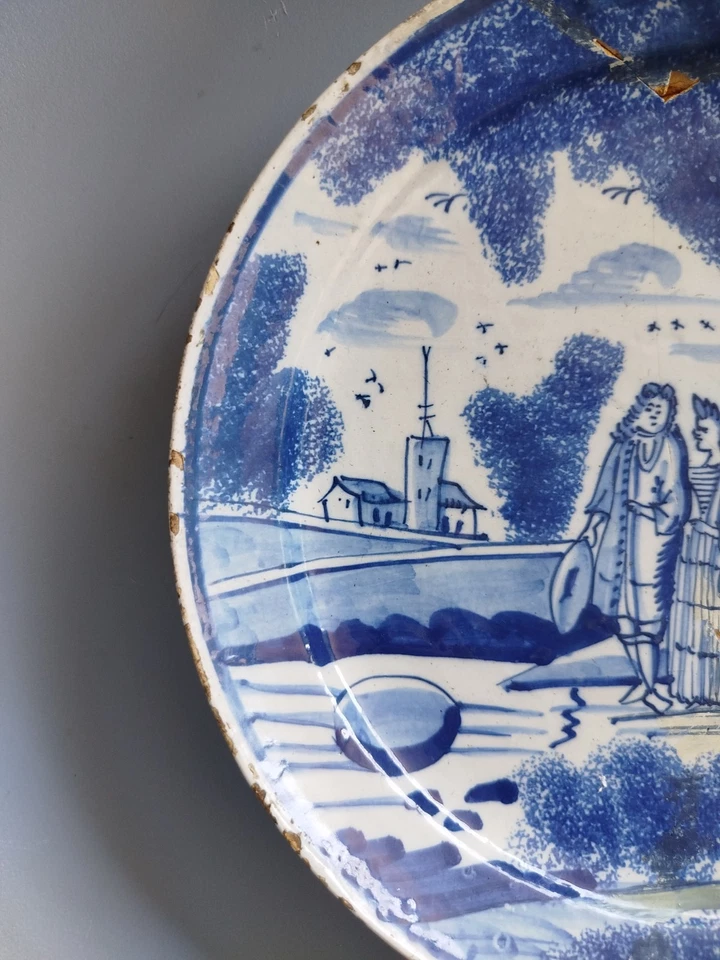 Assiette Faïence Anglaise Style Delft English Delftware XVIIème - XVIIIème  - Photo 4/4