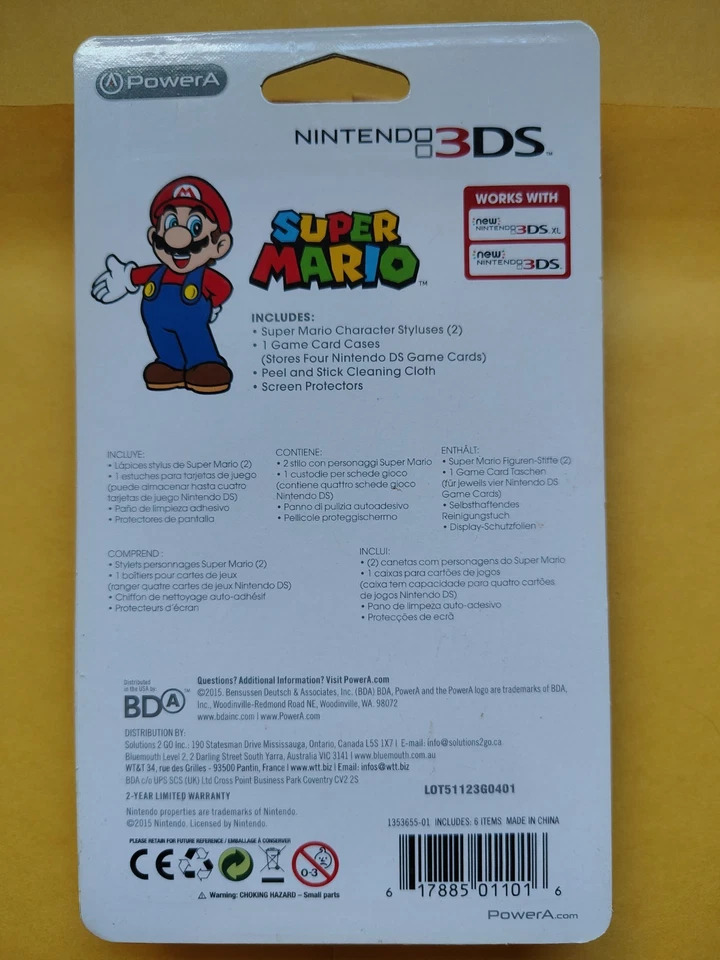 Nintendo 3DS / XL Super Mario Clean & Protect Kit Peach & Star Stylus PowerA NEW - Image 2 of 2