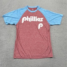 Stitches T-Shirt Mens Medium Red Philadelphia Phillies Cooperstown Raglan Tee