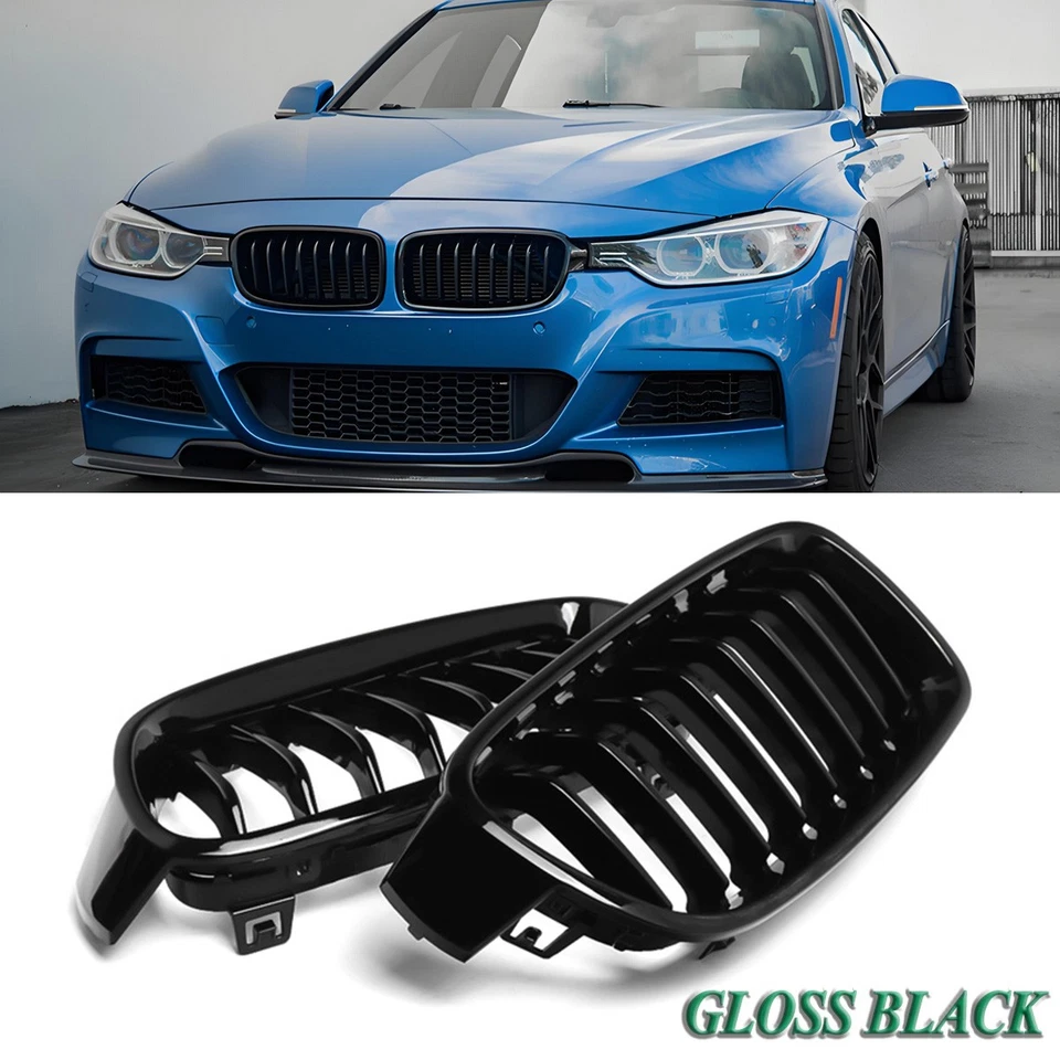 2Pcs Gloss Black Front Kidney Grille Grill For BMW F30 F31 320i 328i 2012-2018 - Изображение 2 из 4