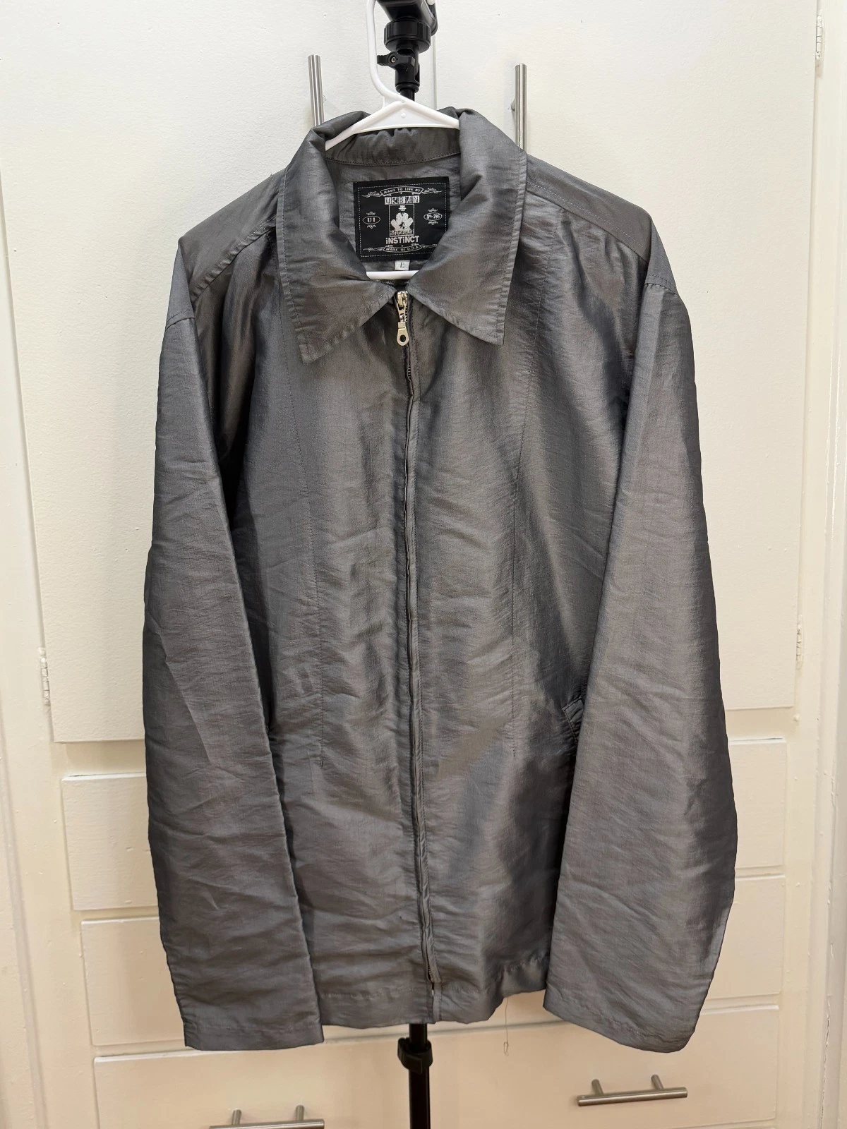 Urban Instinct Gray Zip Front Lightweight Jacket Men’s Large Nylon USA Made