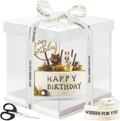 Transparent Cake Box 30 x 30 x 25 cm Double Layer Cupcakes Muffin with Lid Gift