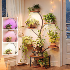 51 Inch Plant Stand with Grow Lights, 8 Tiered Indoor Plant Shelf with Larger Fl