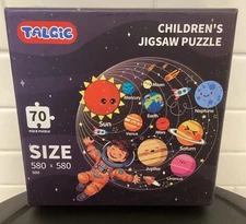 Childrens Solar System Round Circle Puzzle Talgic 70 Pcs Large Shapes W/ Poster