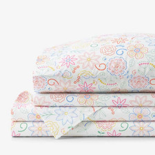 The Company Store Floral Dream Cool Organic Cotton Percale Bed Sheet Set