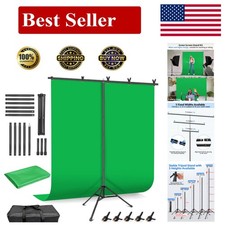 Portable 8x7.5ft Chromakey Green Screen with Adjustable Stand for Creators