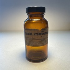 Vintage Merck & Co. Inc. Quinine Hydrochloride Empty Glass Medicine Bottle