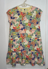 Tea Collection Size 14 Yellow Colorful Floral Dropped Waist Short Sleeve Dress