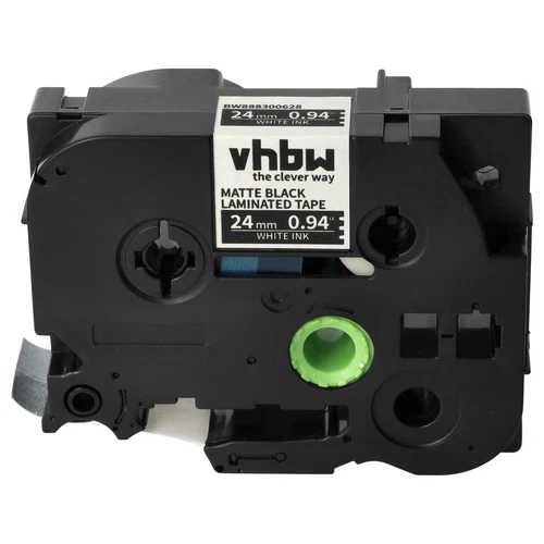 Schriftband für Brother PT E 500 VP H 500 D800W Weiß/Matt-Schwarz 24mm 5m - Bild 1 von 9