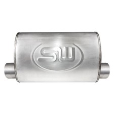 Exhaust Muffler 304 Ss Oval Turbo Chambered Gray Exhaust Muffler 2.5 Offset Id