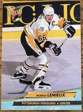 Mario Lemieux 1992-93 Fleer Ultra Hockey Card #165 Penguins NHL HOF Free Ship