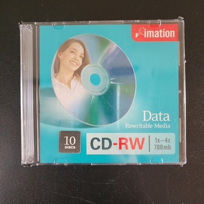 10 Pack Imation Blank CD+RW 700MB Single Sided Rewritable Data Rewriteable Media