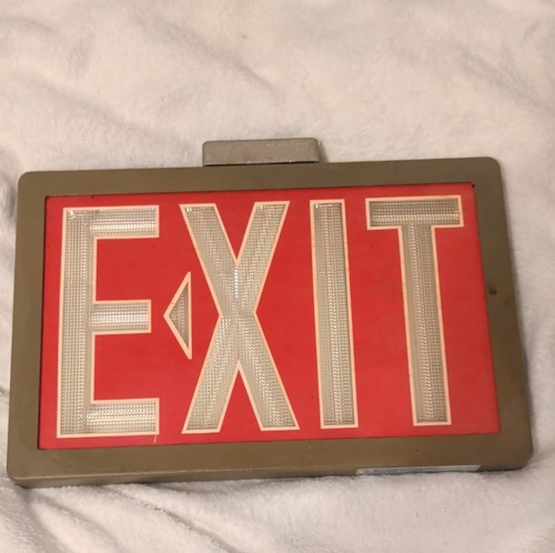 Self-Luminous Metal Exit Sign with Wall Mounting Brackets, Industrial Safety