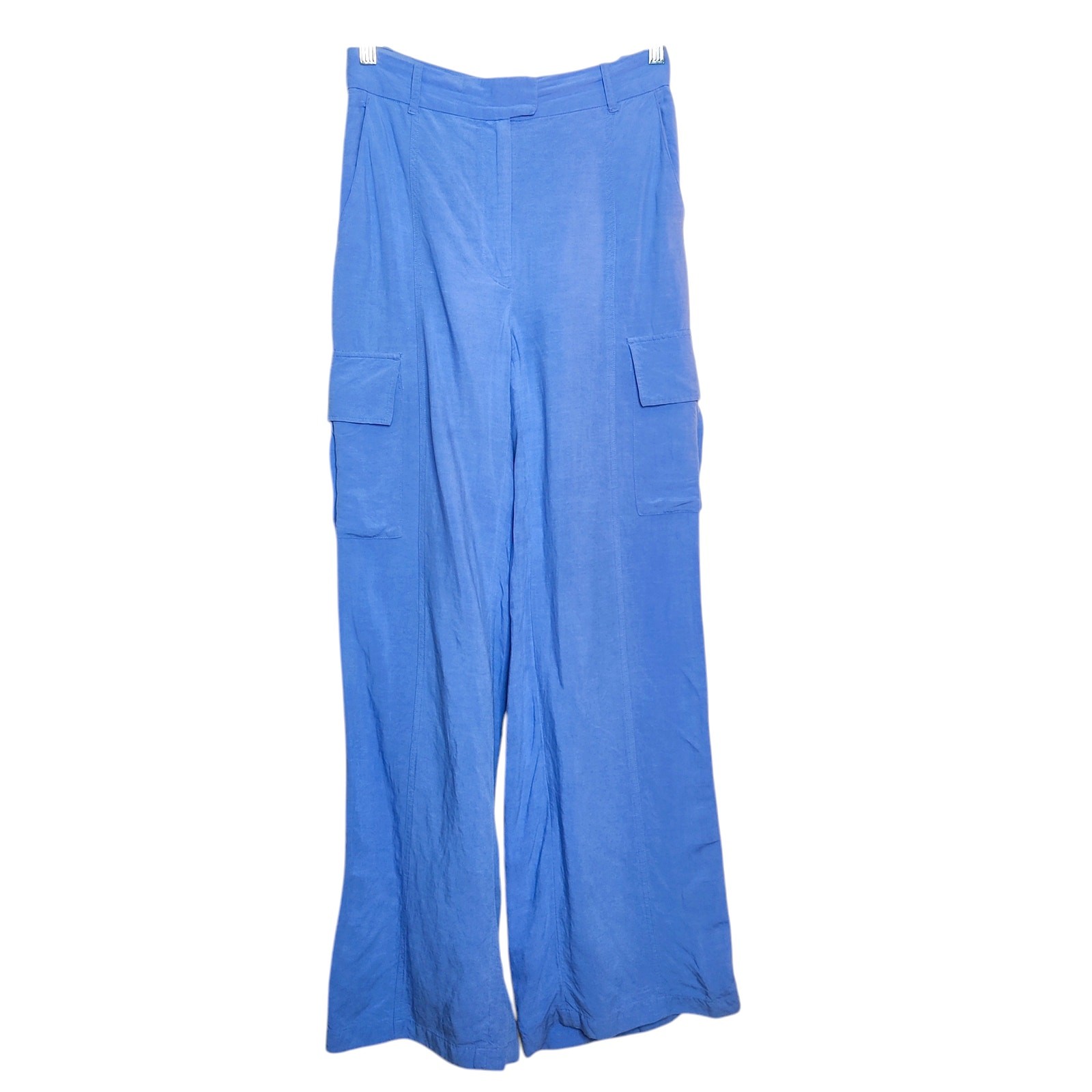 ALTRA & Other Stories Pantalone Cargo Relax Misto Lino Gamba Larga Blu Lilla 4 Coastal