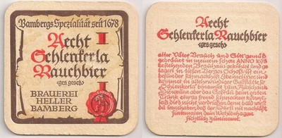 Brauerei Heller, Bamberg - alter Bierdeckel ''Aecht Schlenkerla Rauchbier''