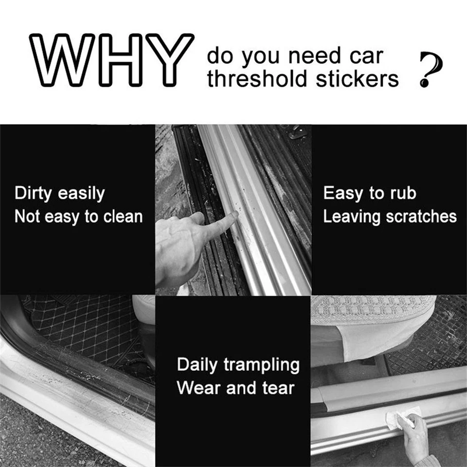 4 Piezas Universal Para GMC Camión Coche Fibra Azul Puerta Alféizar Placa Rasguño Cubierta Adhesivo Foto 3 de 4