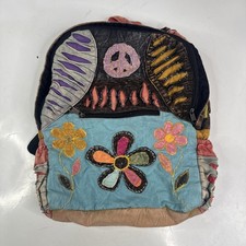 Boho Backpack Peace Sign Festival Hippie Nepal Bohemian Bag 16"