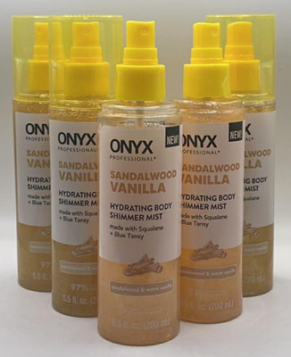 5PK Onyx Sandalwood Vanilla Hydrating Body Shimmer Mist ~ 6.5 FL OZ Each ~ READ